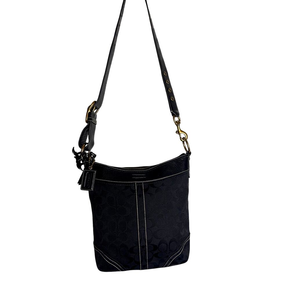 Vintage Coach 10403 Signature Convertible Shoulder Crossbody Bag Y2K black/brass